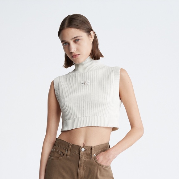 Calvin Klein Cropped Turtleneck Sweater Vest - Picture 1 of 9